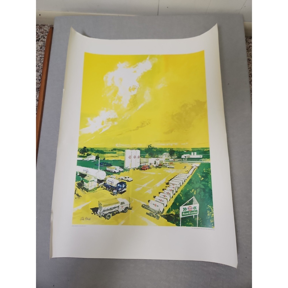 John Moodie for Gulf Oil Corp. "Farm Center Midwest" 24"x18" Lithograph Print